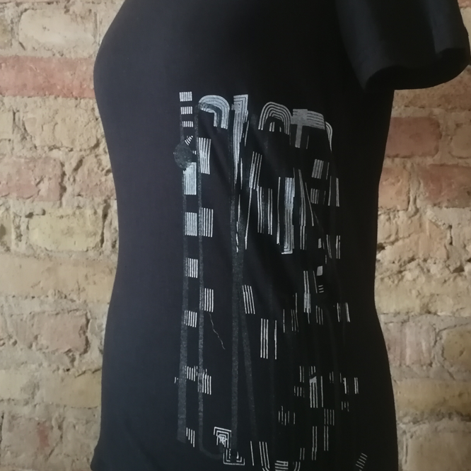 ICKGIRL Classic T-Shirt BLACK lines Sideprint left w-b-t Color Black Size S
